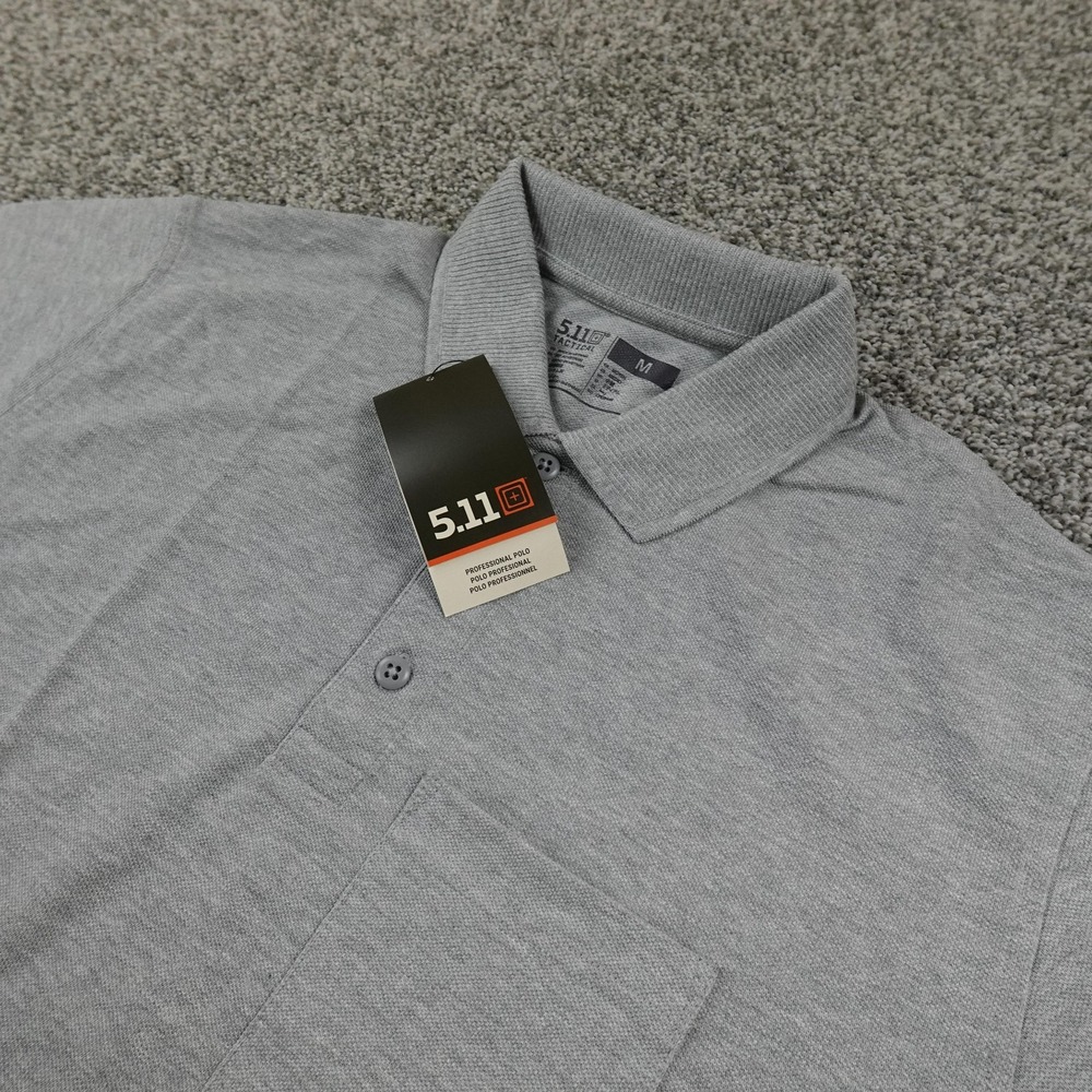 NEW 5.11 Tactical Polo Shirt Mens M Gray‎ Professional Short Sleeve Uniform Work